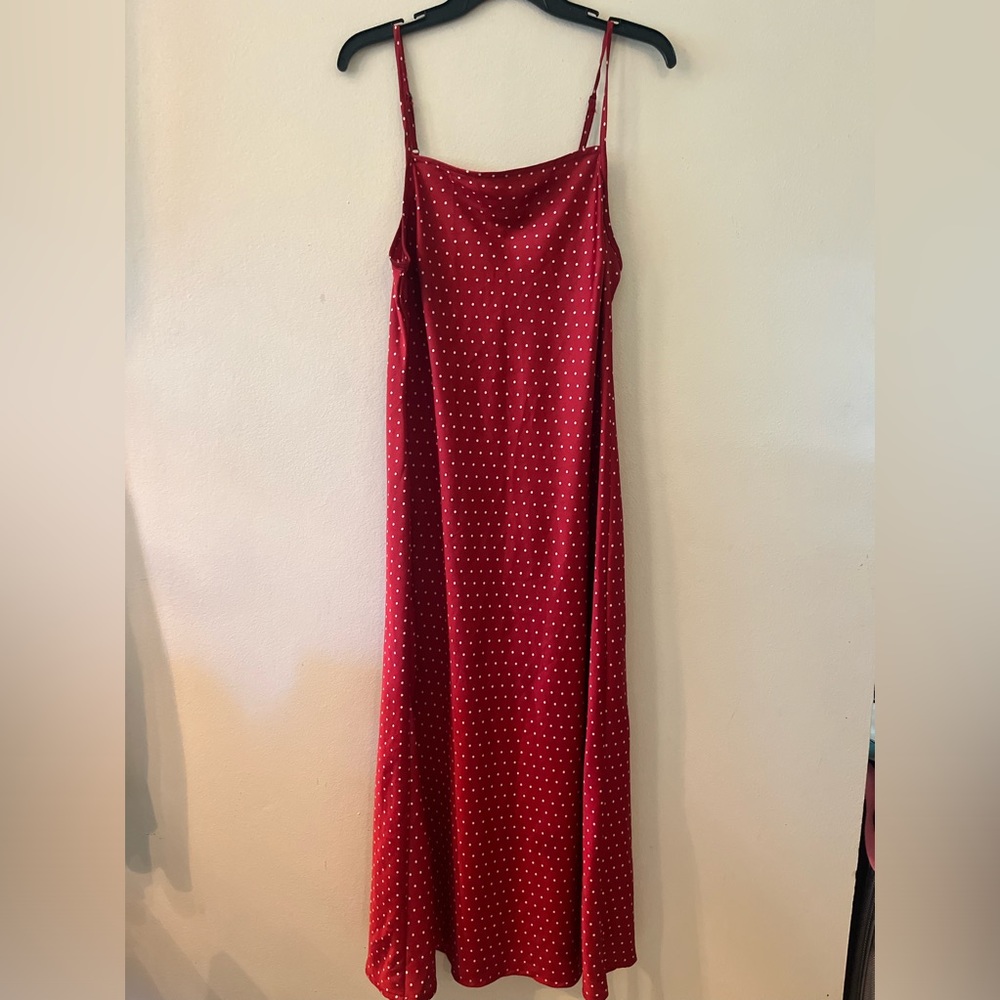 Red Polka dot Silk Dress